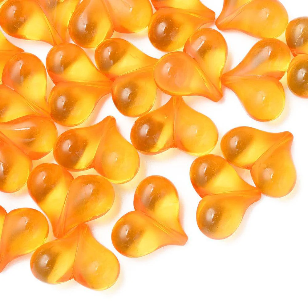 Acryl kralen hartjes Transparant oranje gekleurd 22mm- 5 stuks