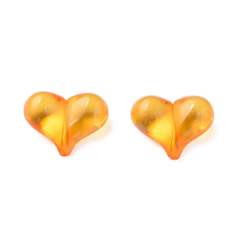 Acryl kralen hartjes Transparant oranje gekleurd 22mm- 5 stuks - Image 2