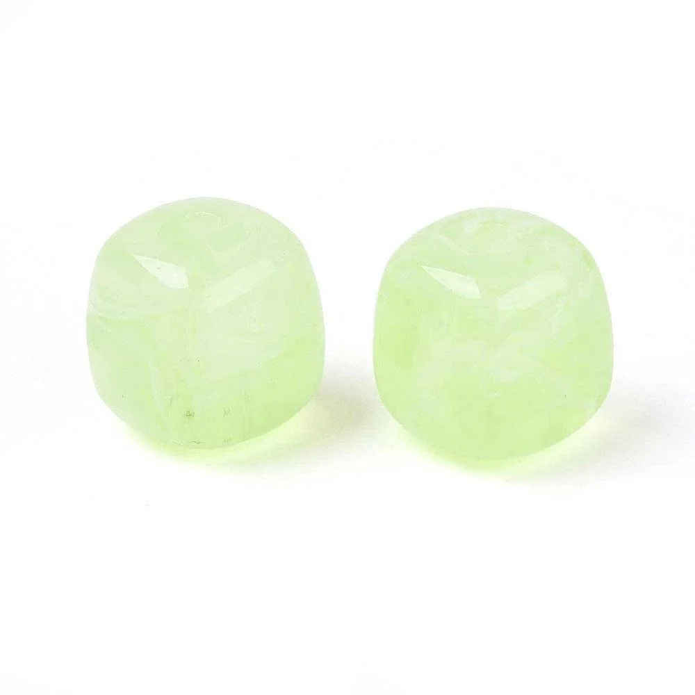 Acryl Kralen Kubus Lichtgroen 17mm - per stuk