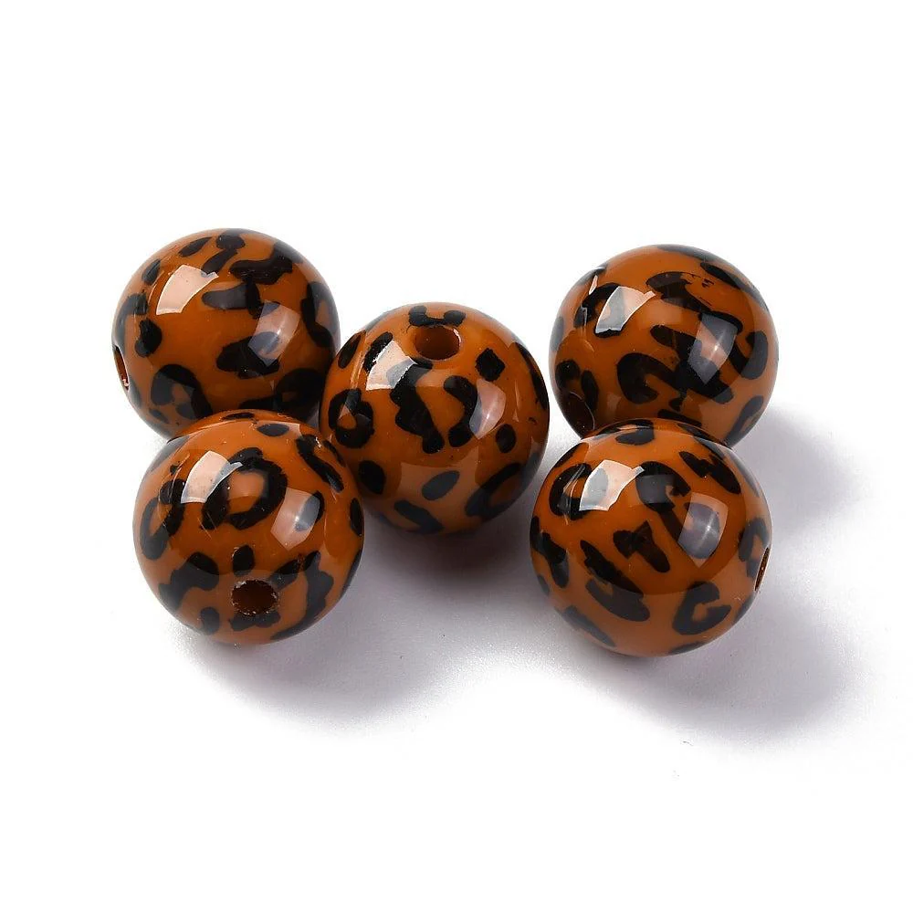 Acryl kralen Panter print bruin 20mm - per stuk - Image 2