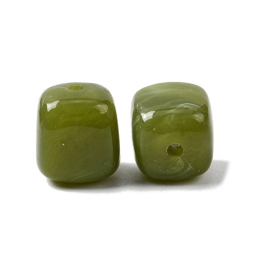 Acryl Kralen marmer Kubus Donker Olijfgroen 17mm - per stuk - Image 3