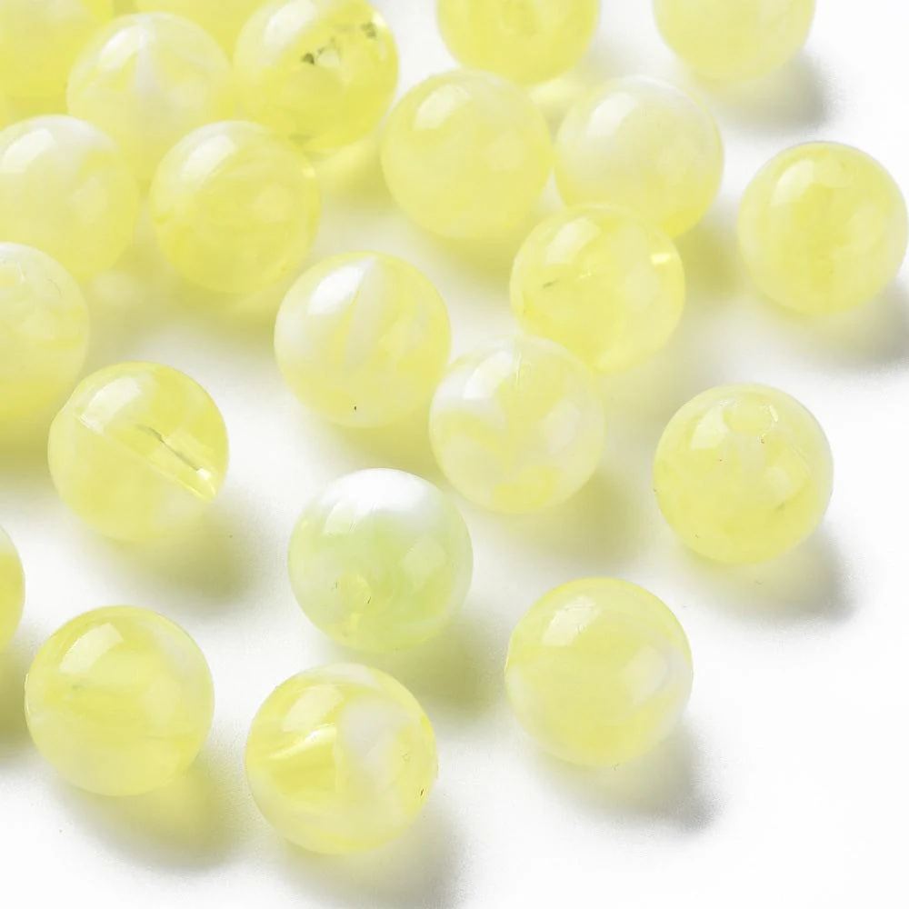Acryl kralen marmer licht geel 12mm - per stuk - Image 2