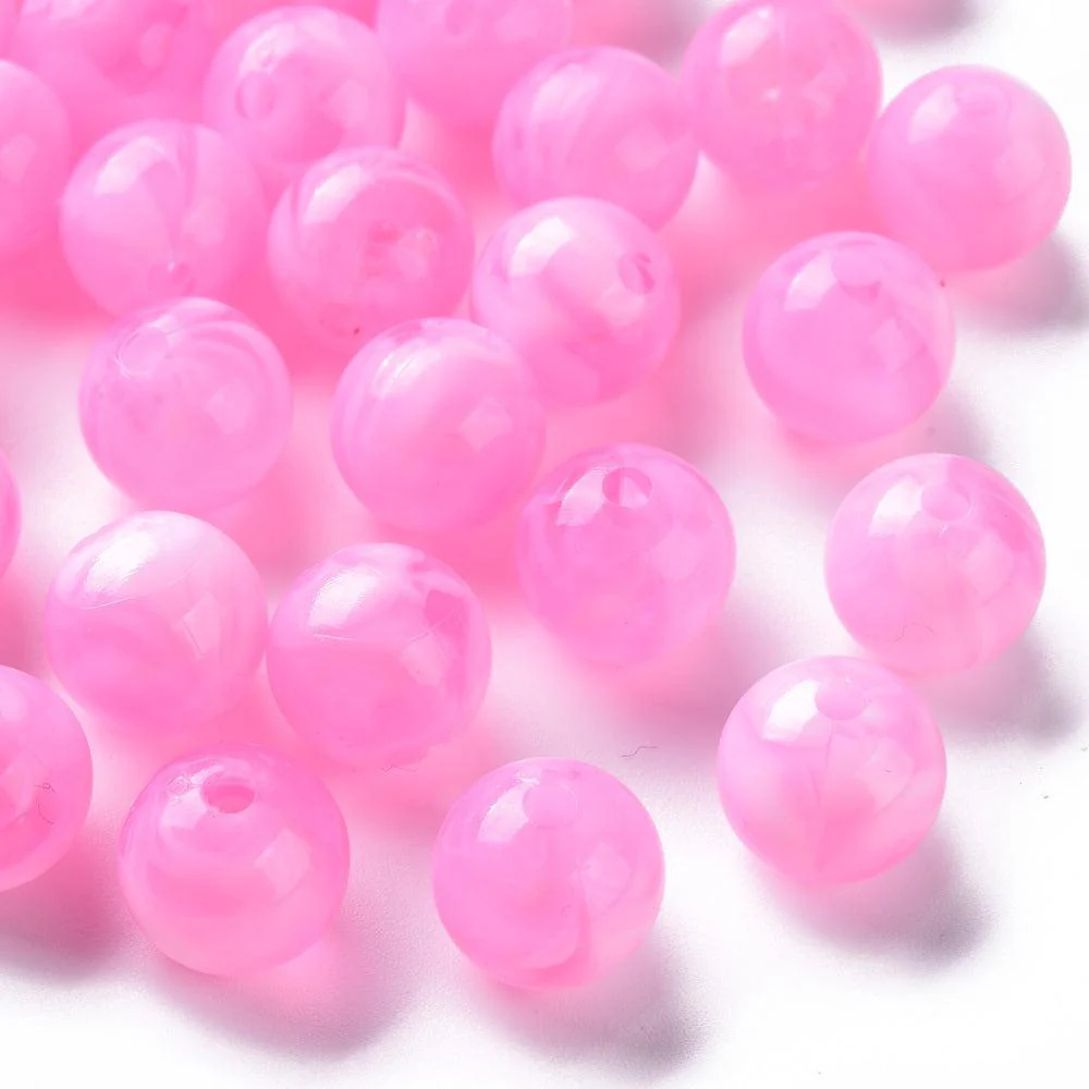 Acryl kralen marmer pearl pink 12mm - per stuk - Image 2