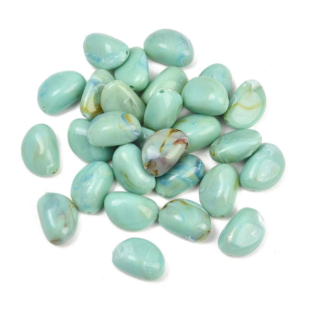 Acryl Kralen marmer Nugget Turquoise 22mm - per stuk - Image 3