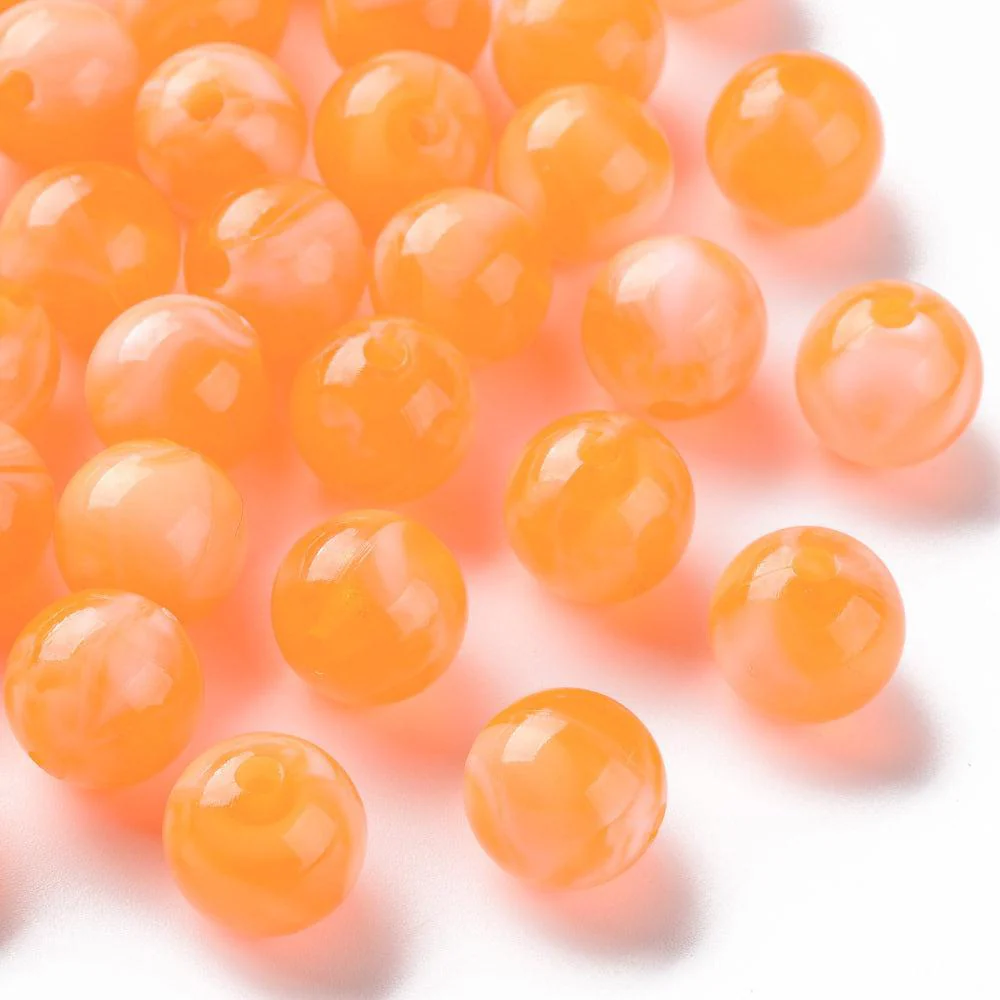 Acryl kralen marmer oranje 12mm - per stuk - Image 2