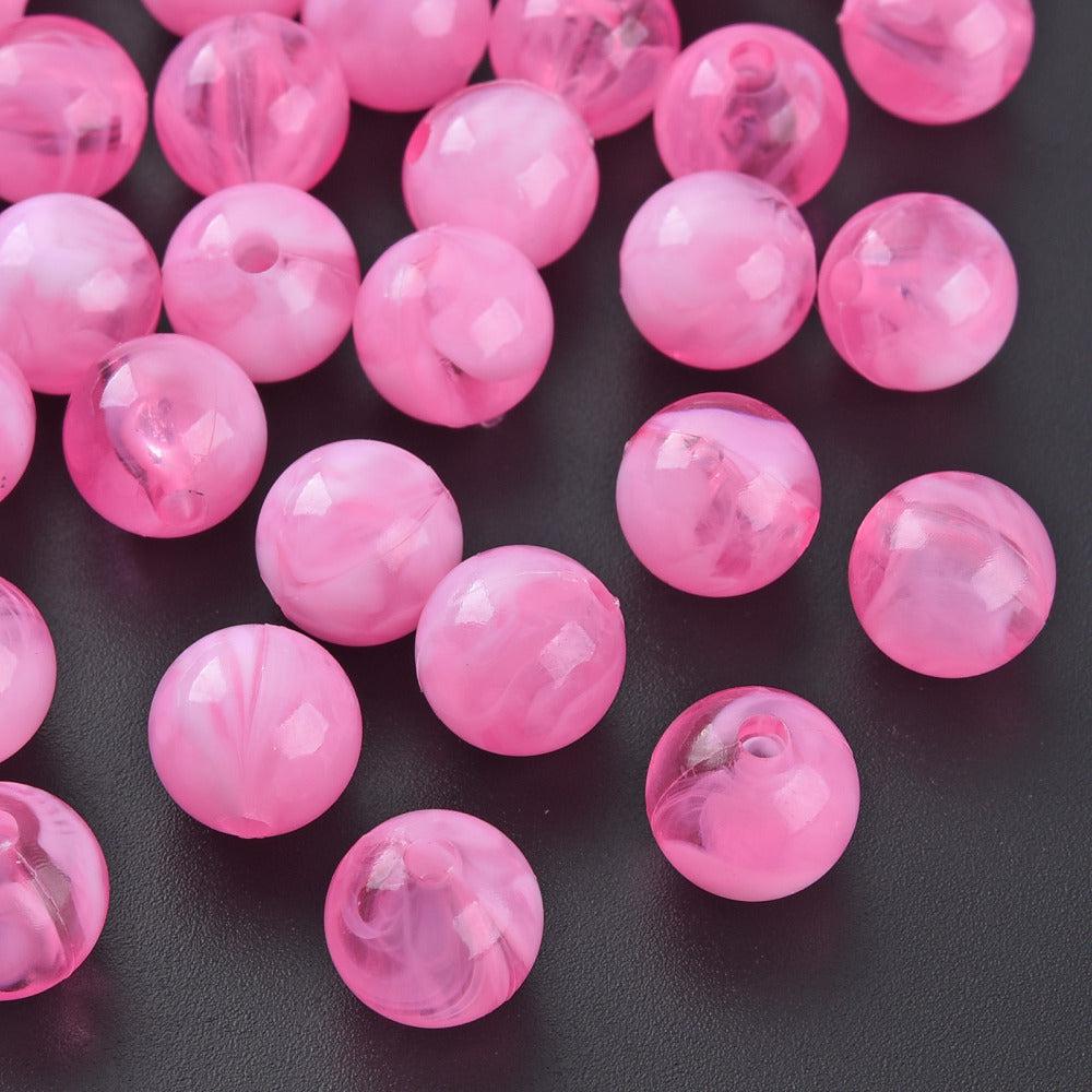Acryl kralen marmer pearl Pink 10mm - per stuk - Image 2
