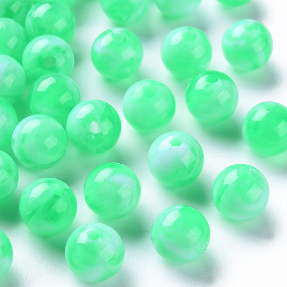 Acryl kralen marmer spring green 12mm - per stuk - Image 2
