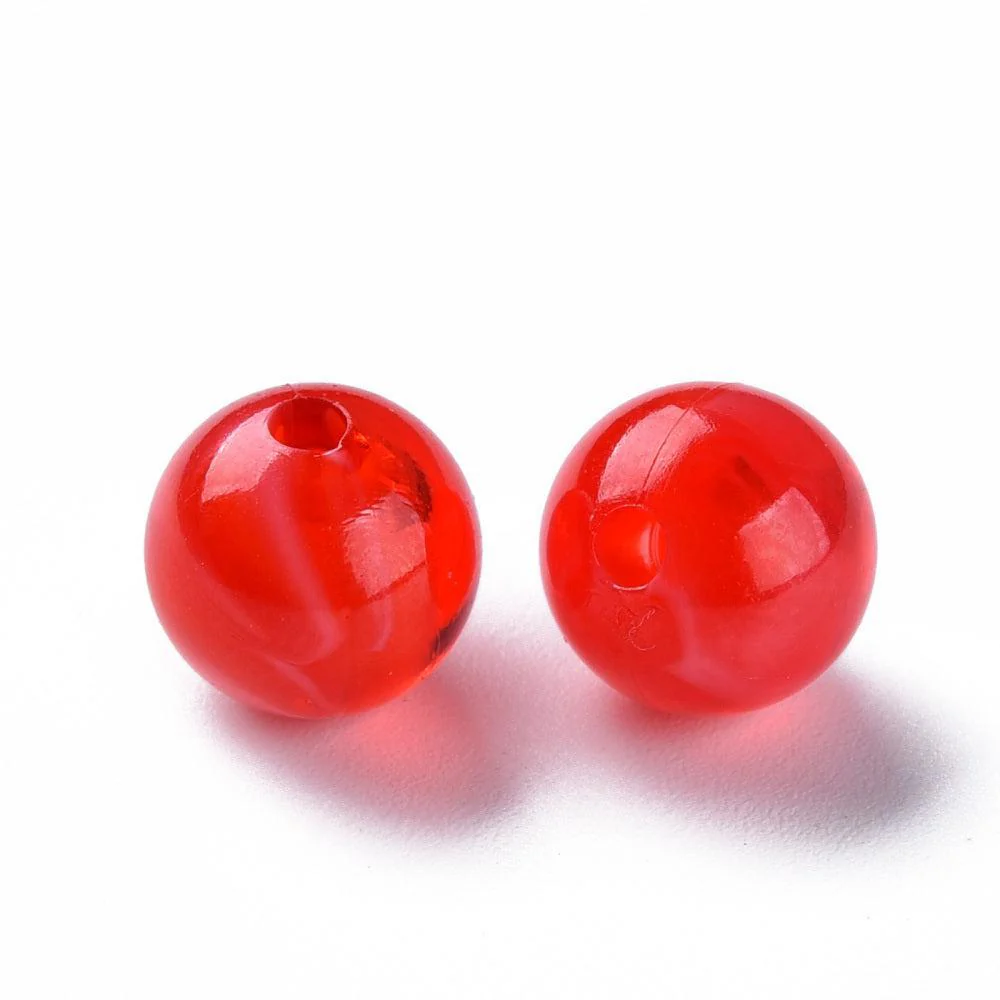 Acryl kralen marmer rood 10mm - per stuk - Image 2