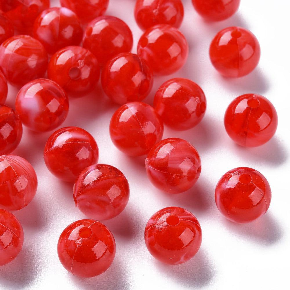 Acryl kralen marmer rood 12mm - per stuk - Image 2