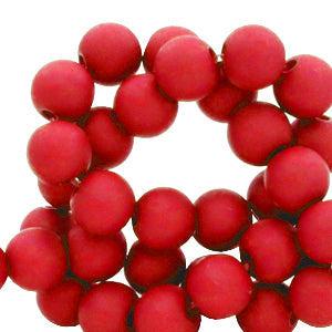 Acryl kralen matt Fiery red 6mm - 50 stuks