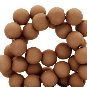 Acryl kralen matt Marsh brow 6mm - 50 stuks