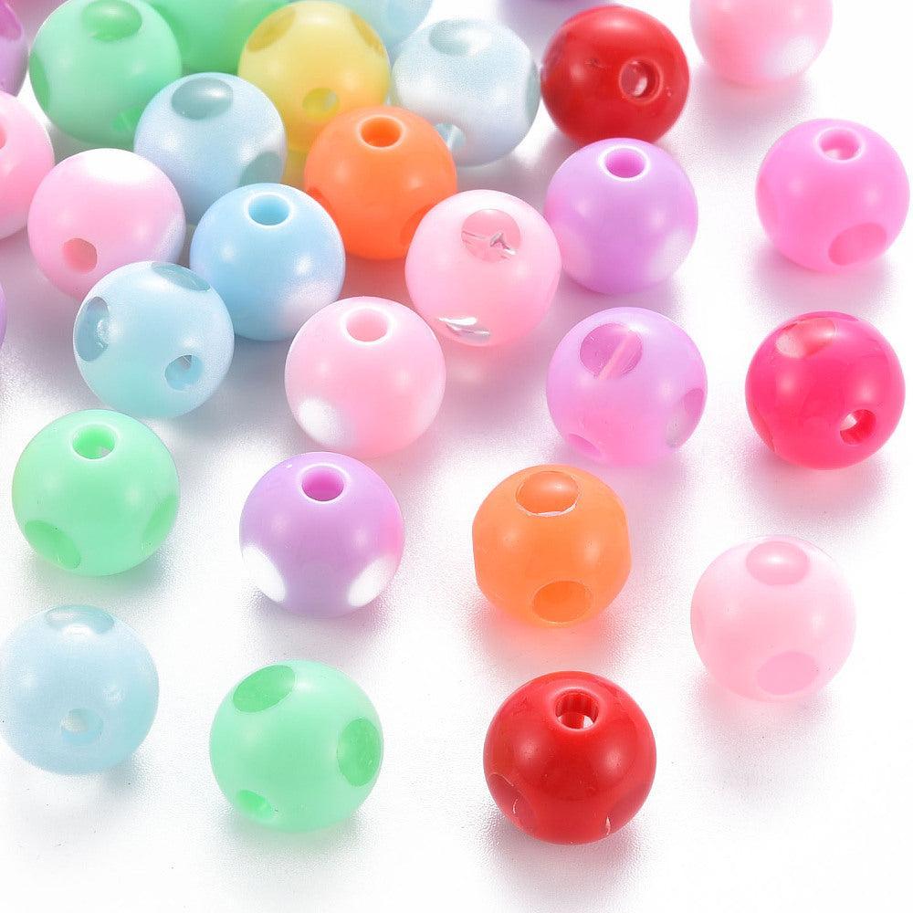 Acryl kralen 2.5mm multicolor rond 12mm- per 10 stuks