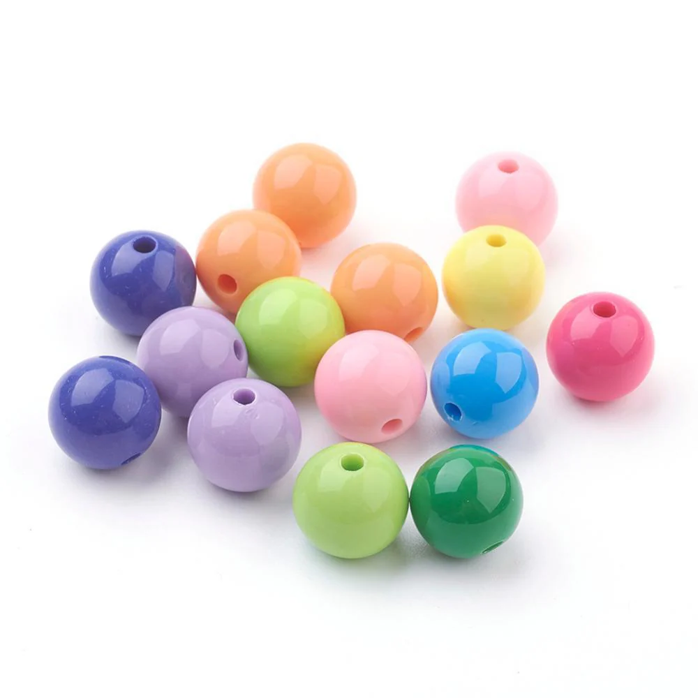 Acryl kralen multicolor rond 14mm- per stuk