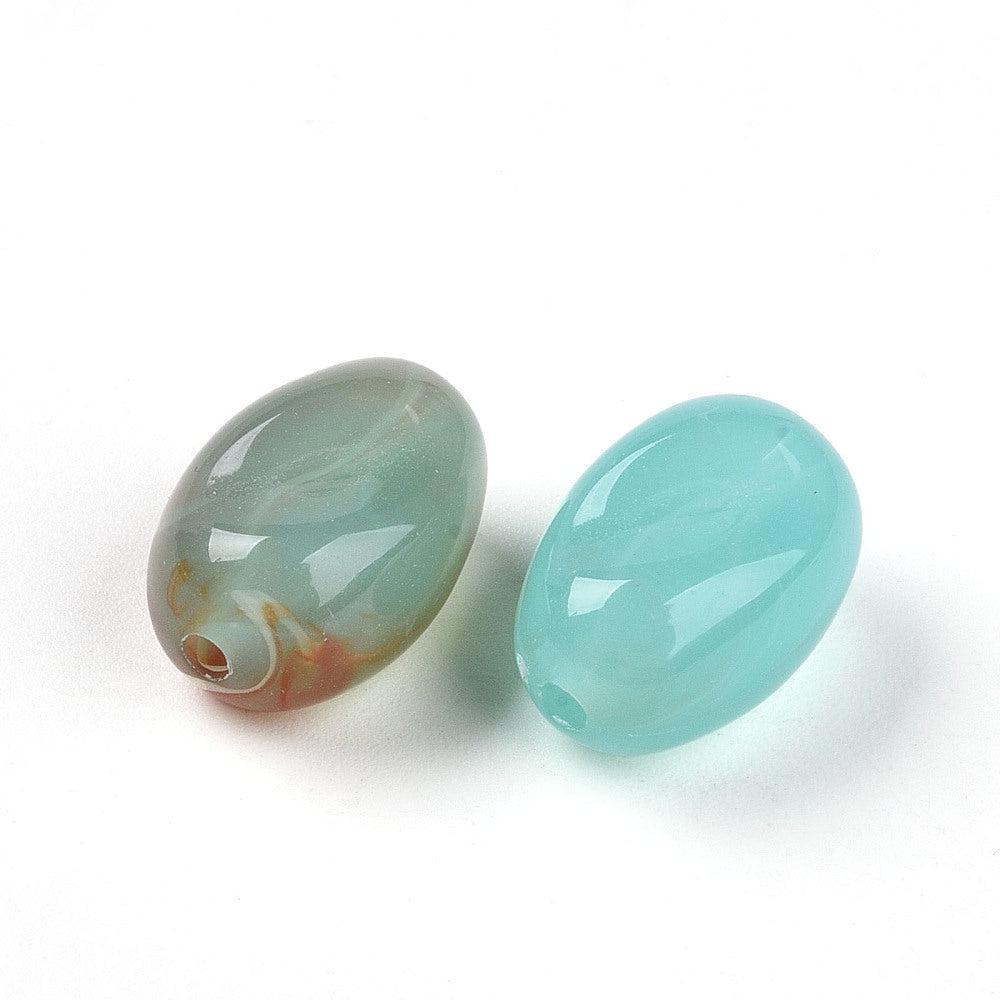 Acryl Kralen Ovaal  Turquoise / Bruin 14mm - per 8 stuks - Image 3