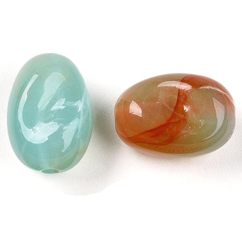 Acryl Kralen Ovaal  Turquoise / Bruin 14mm - per 8 stuks - Image 4