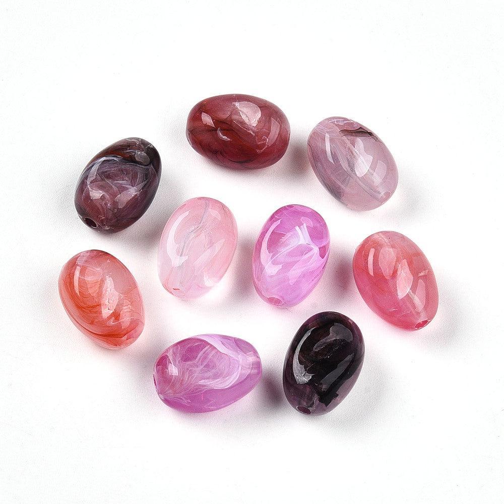 Acryl Kralen Ovaal Tweekleurig Oud Roze 14mm - 8 stuks - Image 2