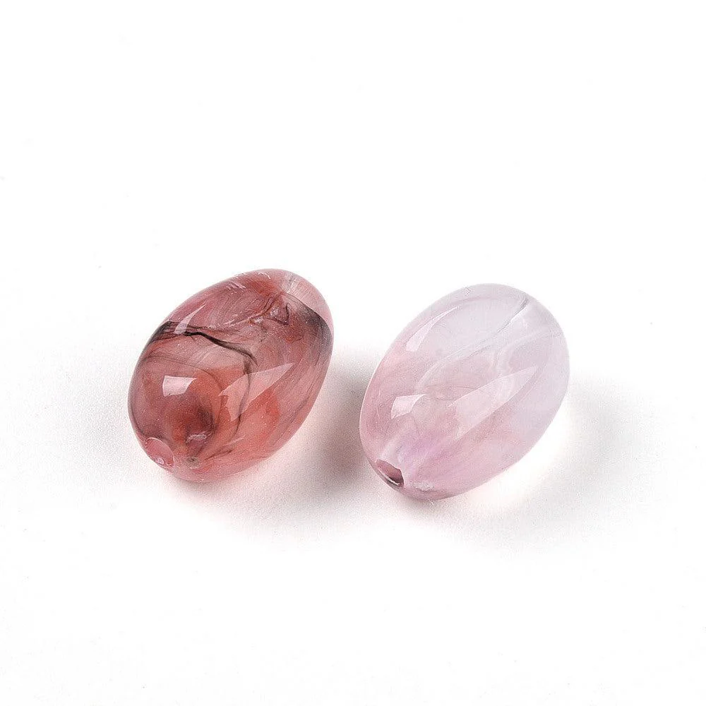 Acryl Kralen Ovaal Tweekleurig Oud Roze 14mm - 8 stuks - Image 3