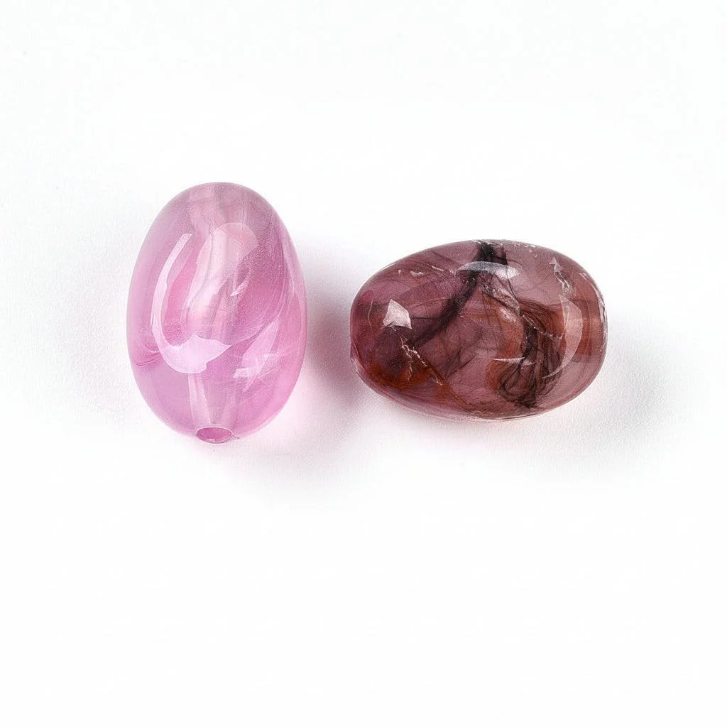 Acryl Kralen Ovaal Tweekleurig Oud Roze 14mm - 8 stuks - Image 4