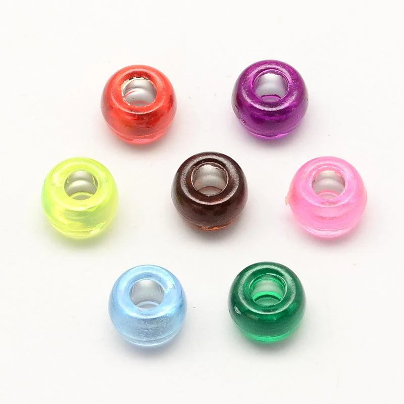 Acryl kralen rondellen Multicolor zilver foil 9mm - per 25 Stuks