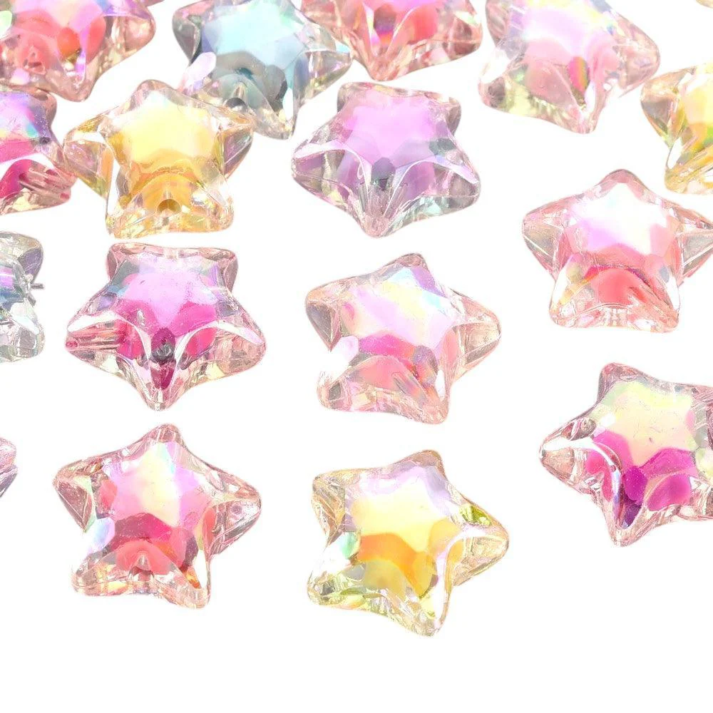 Acryl kralen sterren mix holo 18,5mm- 6 stuks