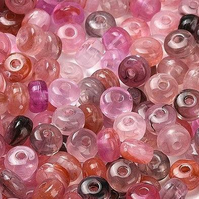 Acryl Kralen Transparant Rondel Flamigo Roze / Lila 7x4mm - ±35 stuks