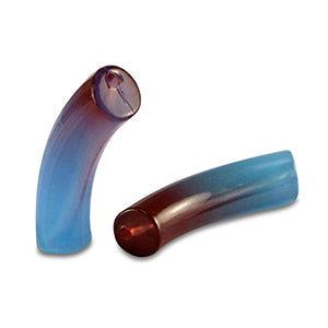 Acryl kralen tube Blue opaal 32x8mm - per stuk