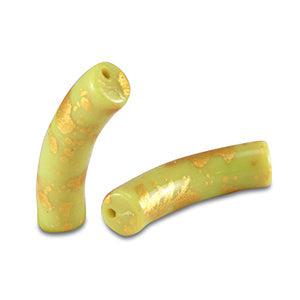 Acryl kralen tube Shiny Lime green-gold 32x8mm - per stuk
