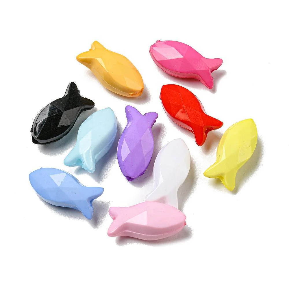 Acryl kralen vis mix facet gekleurd 18mm- 20 stuks