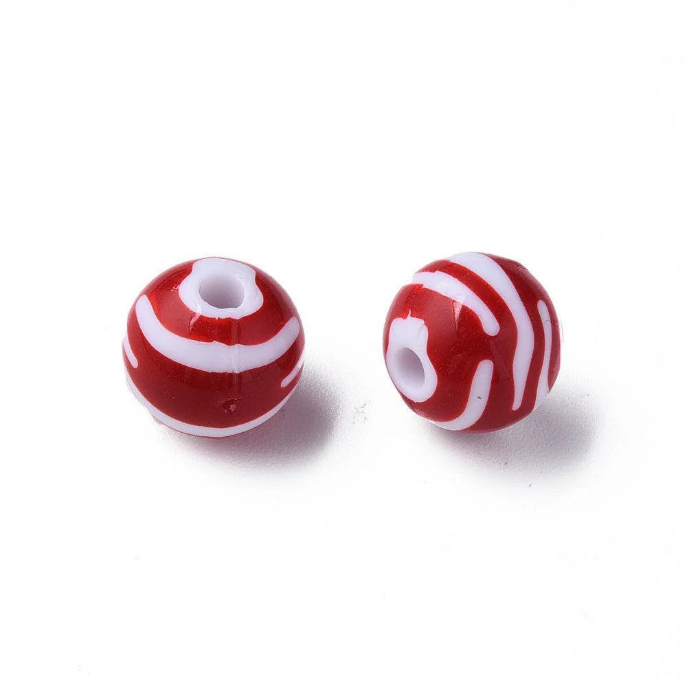 Acryl kralen zebra Rood 11mm - per 11 stuks - Image 2