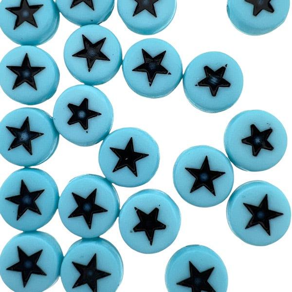Acryl Letterkraal acryl sterretjes blauw-zwart 7mm - 20 stuks