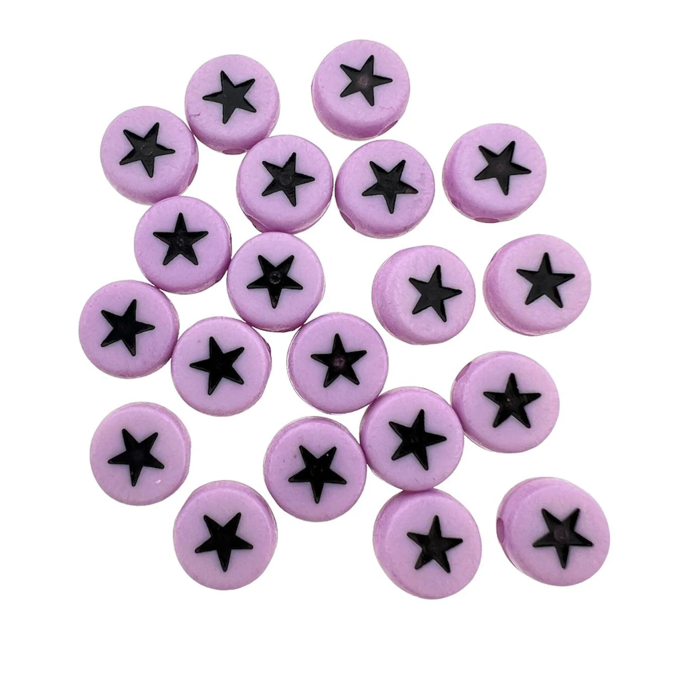 Acryl Letterkraal acryl sterretjes licht paars-zwart 7mm - 20 stuks