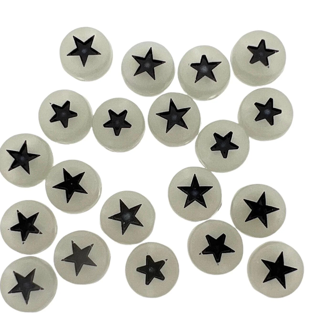 Acryl Letterkraal sterretjes transparant zwart 7mm - 20 stuks