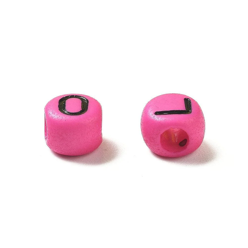 Acryl letterkralen Ø2.5mm rond donker roze 7mm - 100 stuks - Image 2