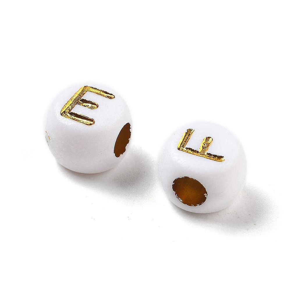 Acryl letterkralen Ø3mm rond Wit-goud 6mm - 100 stuks - Image 3