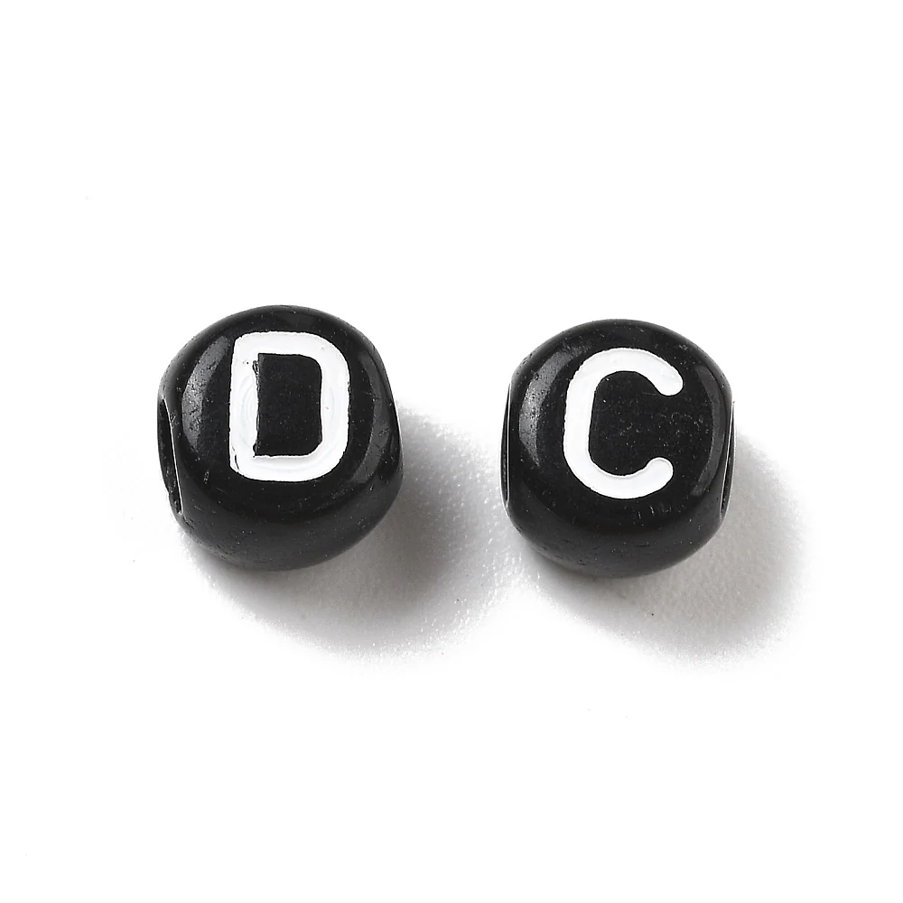 Acryl letterkralen Ø3mm rond Zwart-wit 6mm - 100 stuks - Image 2