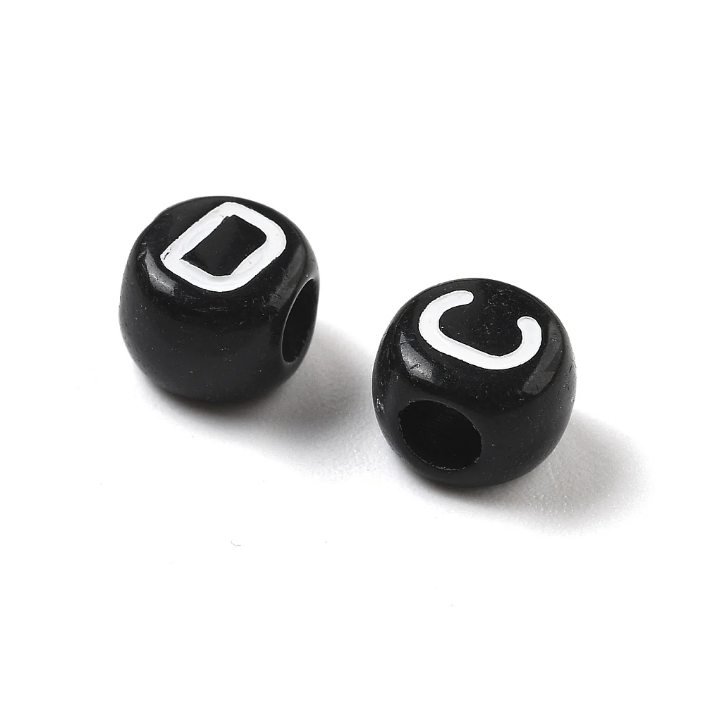 Acryl letterkralen Ø3mm rond Zwart-wit 6mm - 100 stuks - Image 3