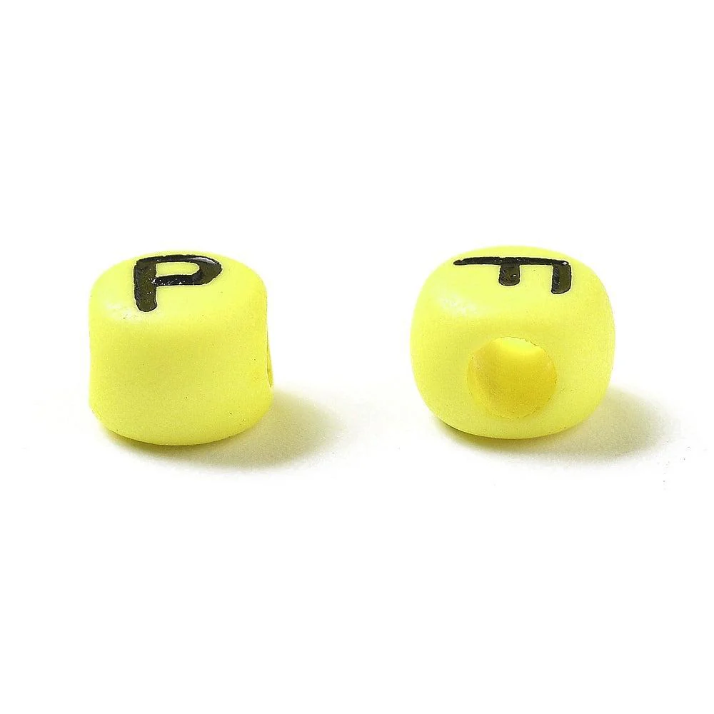 Acryl letterkralen rond geel 7mm - 100 stuks - Image 2