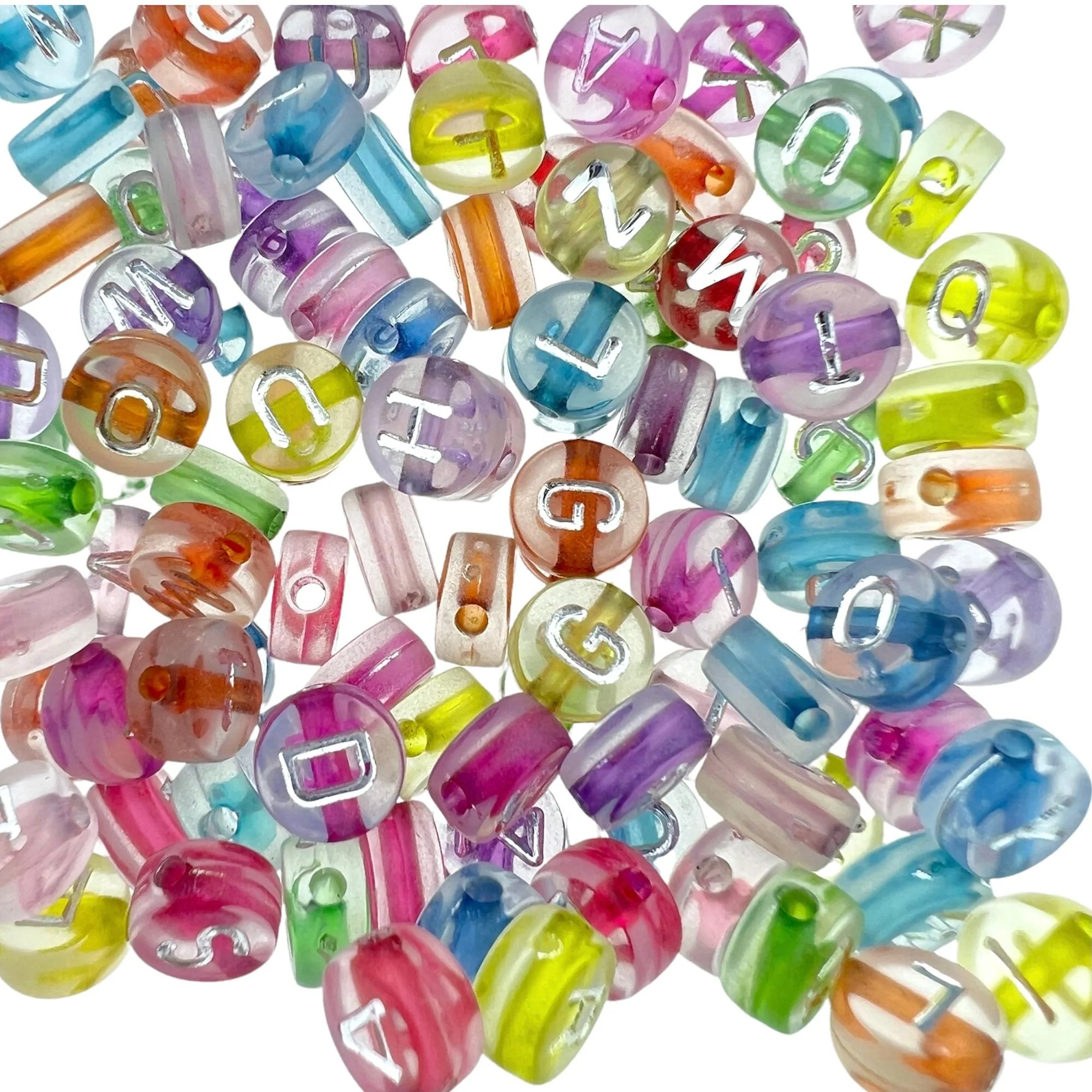 Acryl letterkralen rond gekleurd 10mm - 100 stuks