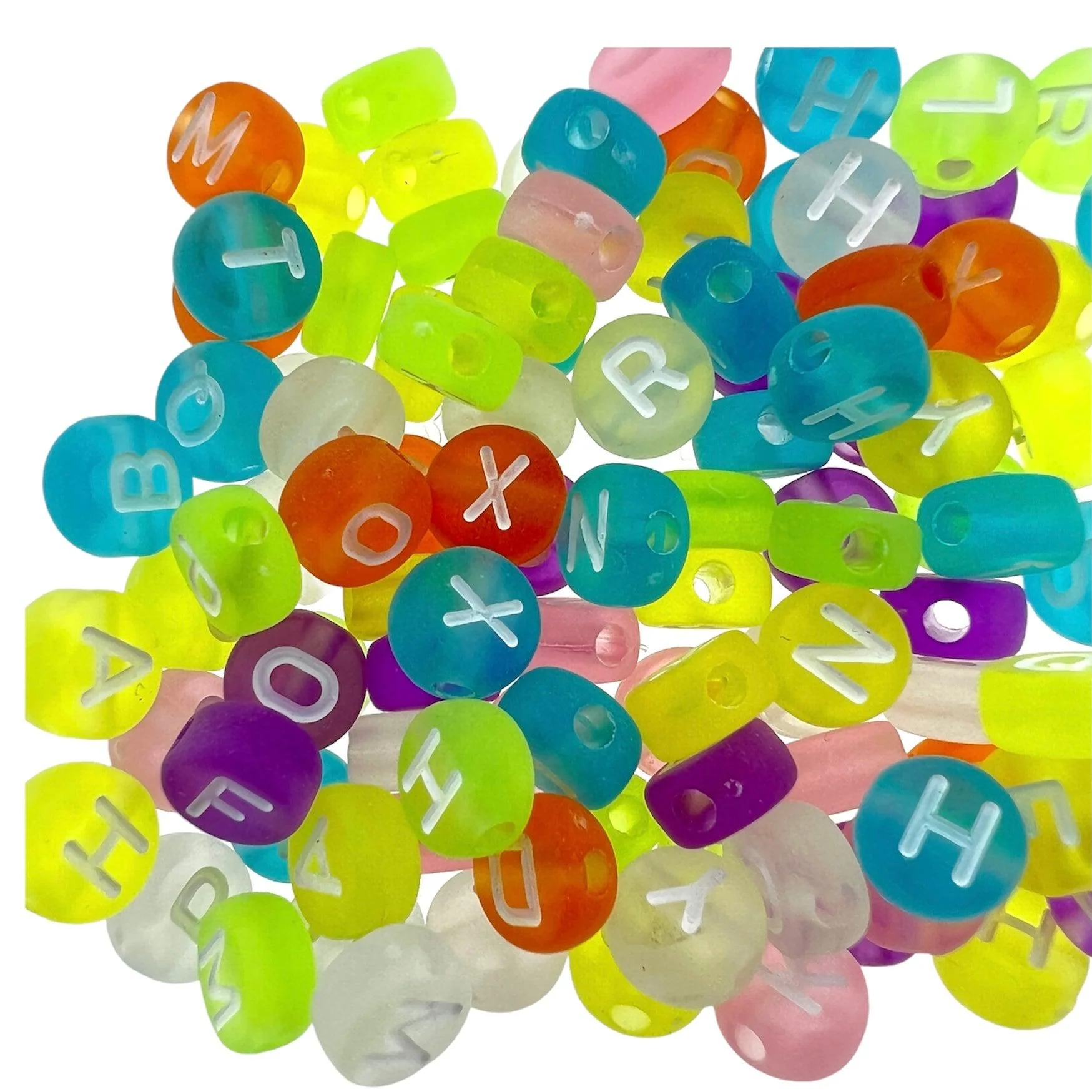 Acryl letterkralen rond multicolor-mat 10mm - 100 stuks