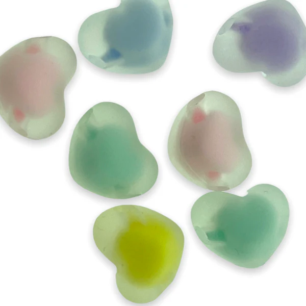 Acryl mix bead in bead hartjes tussenzetsel 12.5mm-7 stuks
