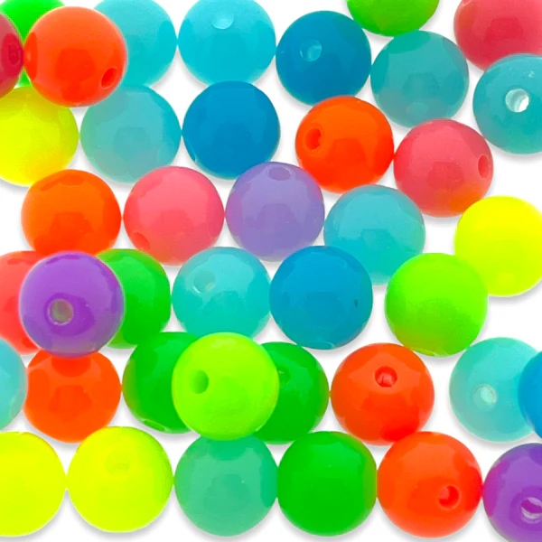 Acryl mix neon multicolor 8mm- 40 stuks