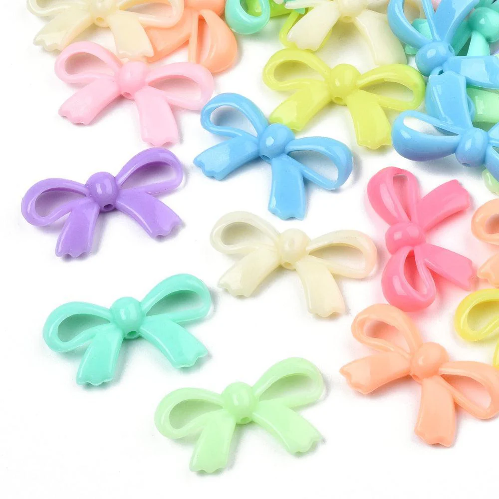 Acryl strikjes pastel Mix 30mm - 15 stuks
