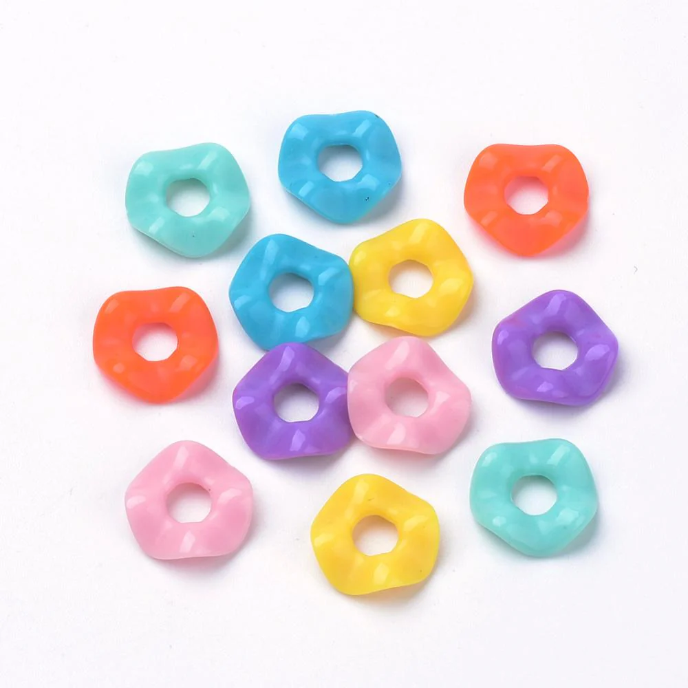 Acryl opaque donut mix 13x3mm - 45 stuks