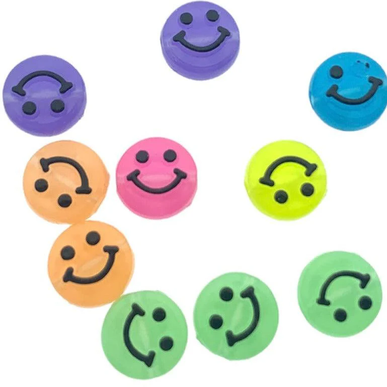 Acryl smiley kralen multicolor 10mm - 10 stuks