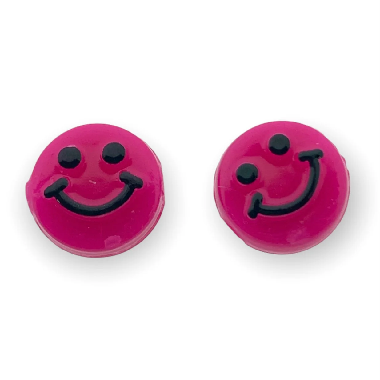 Acryl smileys roze 10mm - 10 stuks