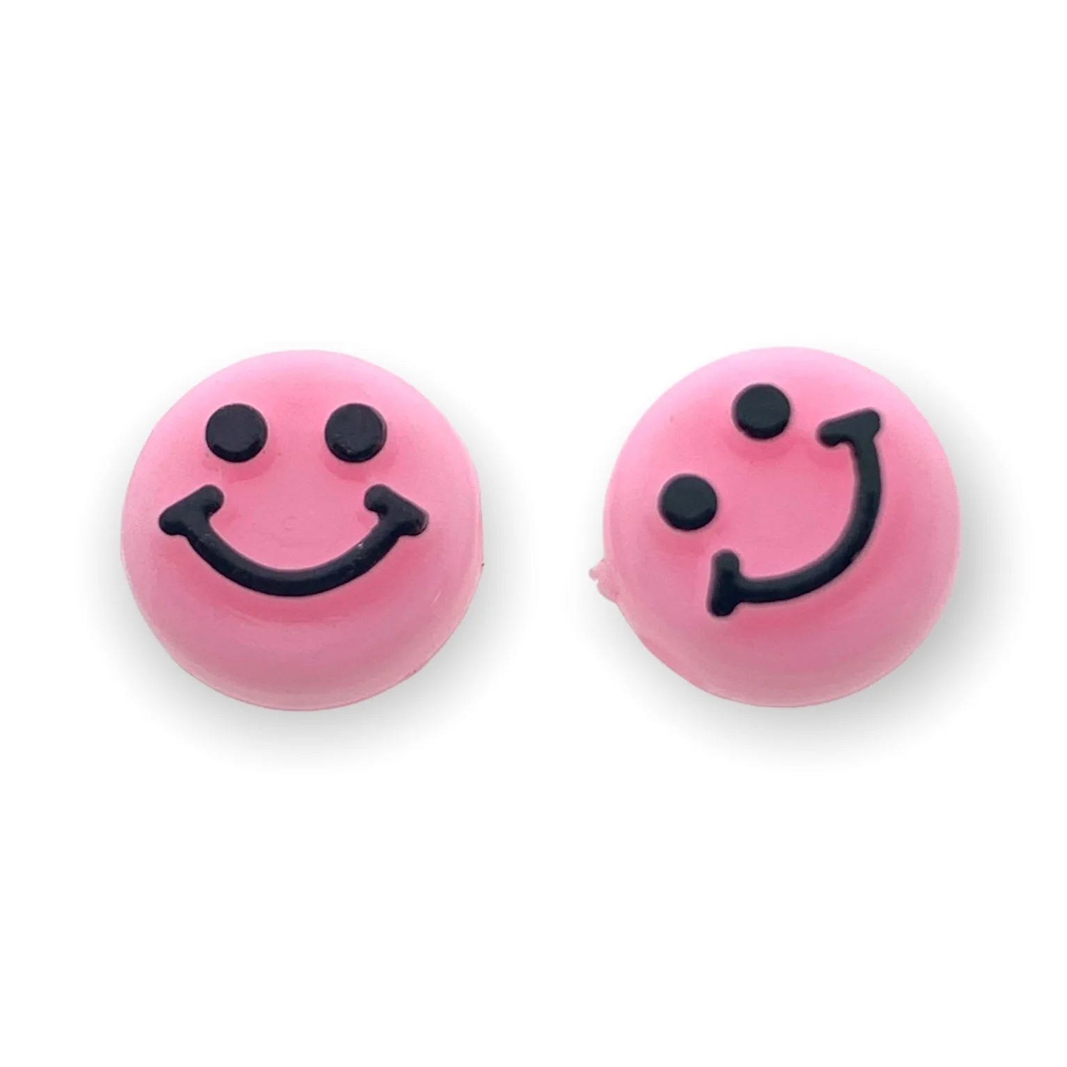 Acryl smileys roze 10mm - 10 stuks