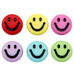 Acryl smileys Soft multicolor-zwart 7mm - 20 stuks