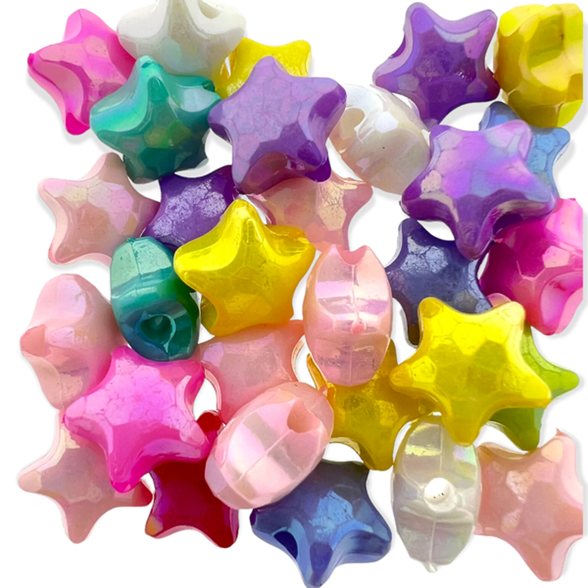 Acryl sterren mix AB glans 10x11x7mm - 30 stuks