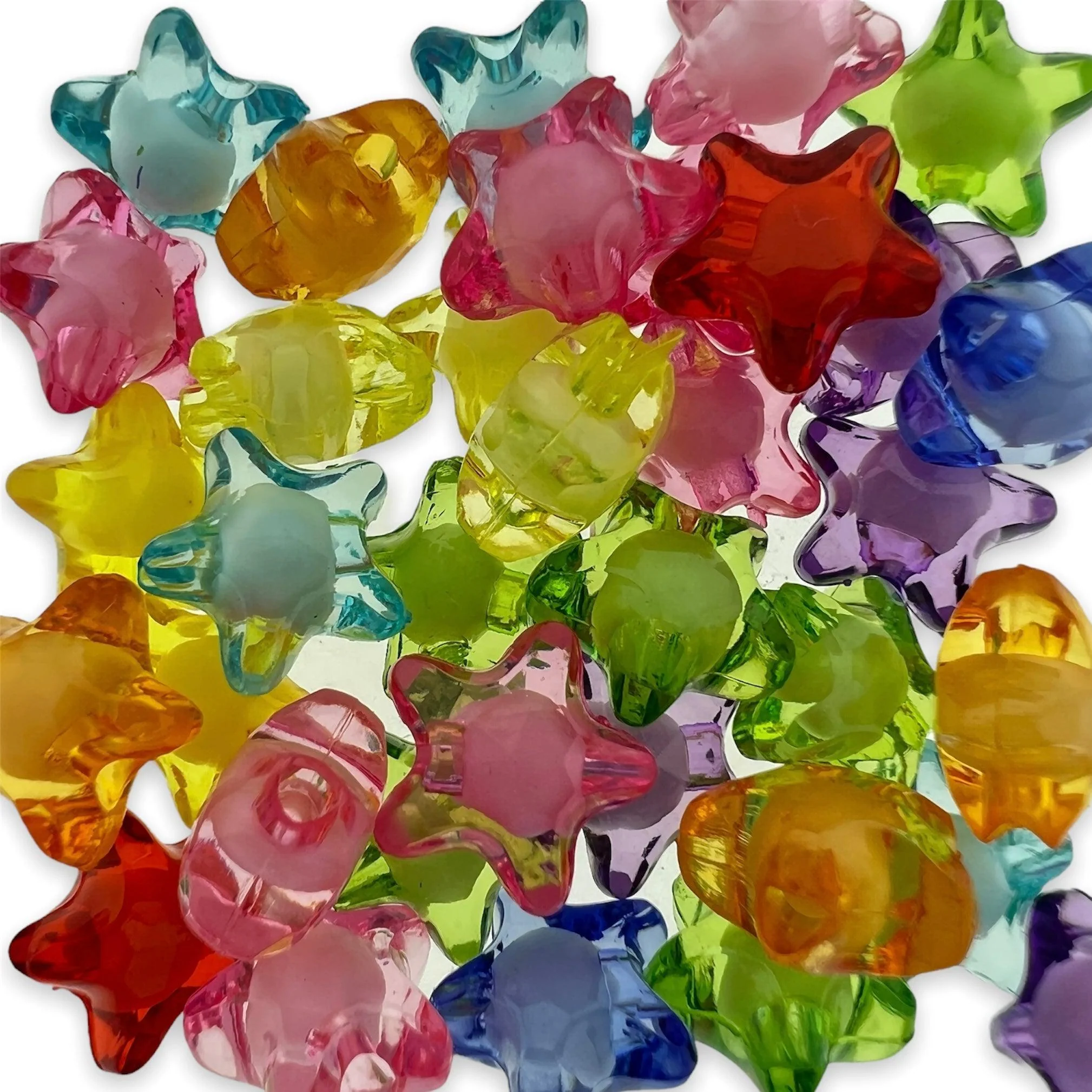 Acryl sterren mix multicolor transparant 11mm - 35 stuks