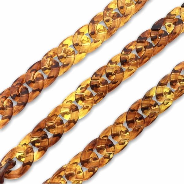 Acrylic chain bruin-gold 24x17mm - prijs per ±20cm